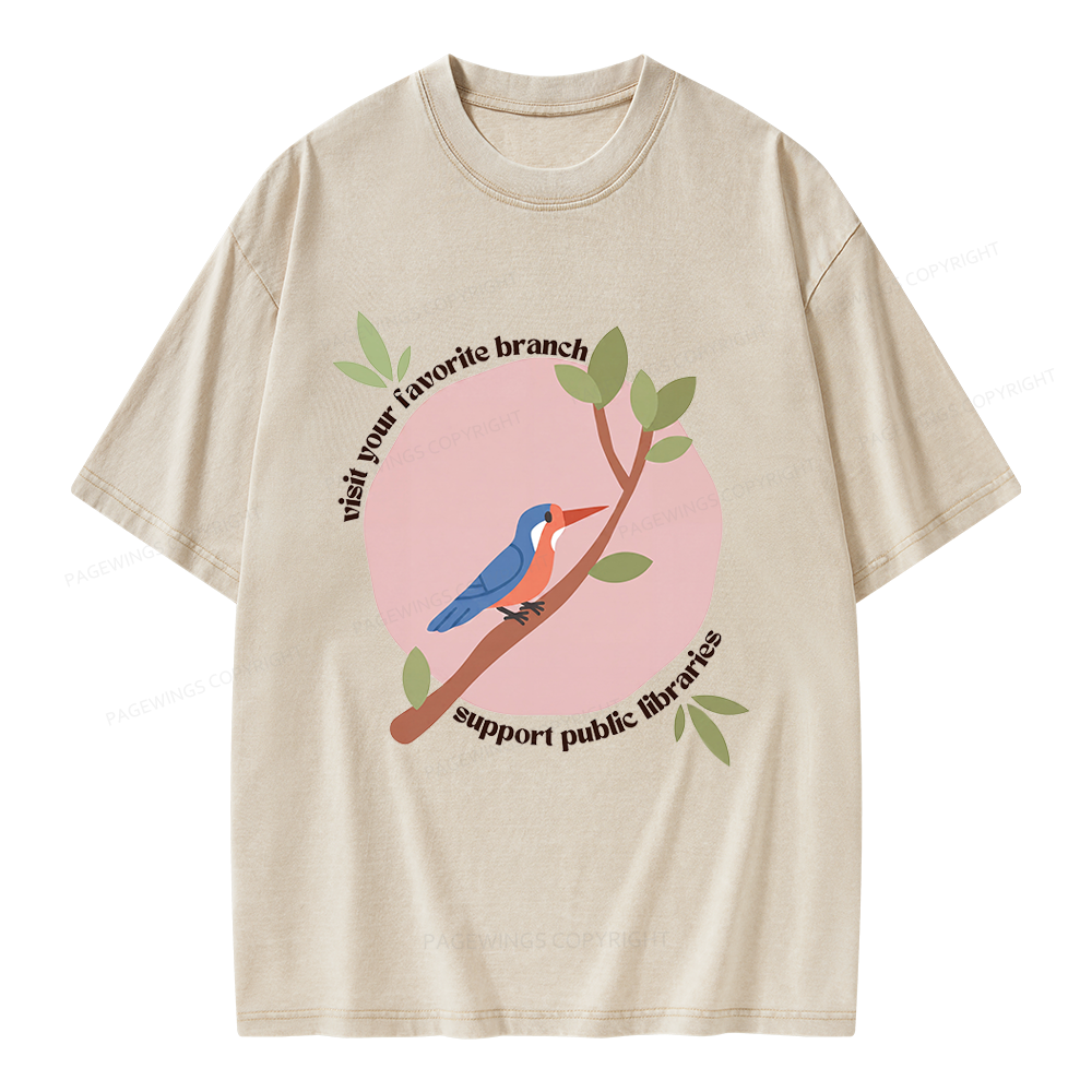 Pagewing Visit Your Favorite Branch Unisex Washed T-shirt