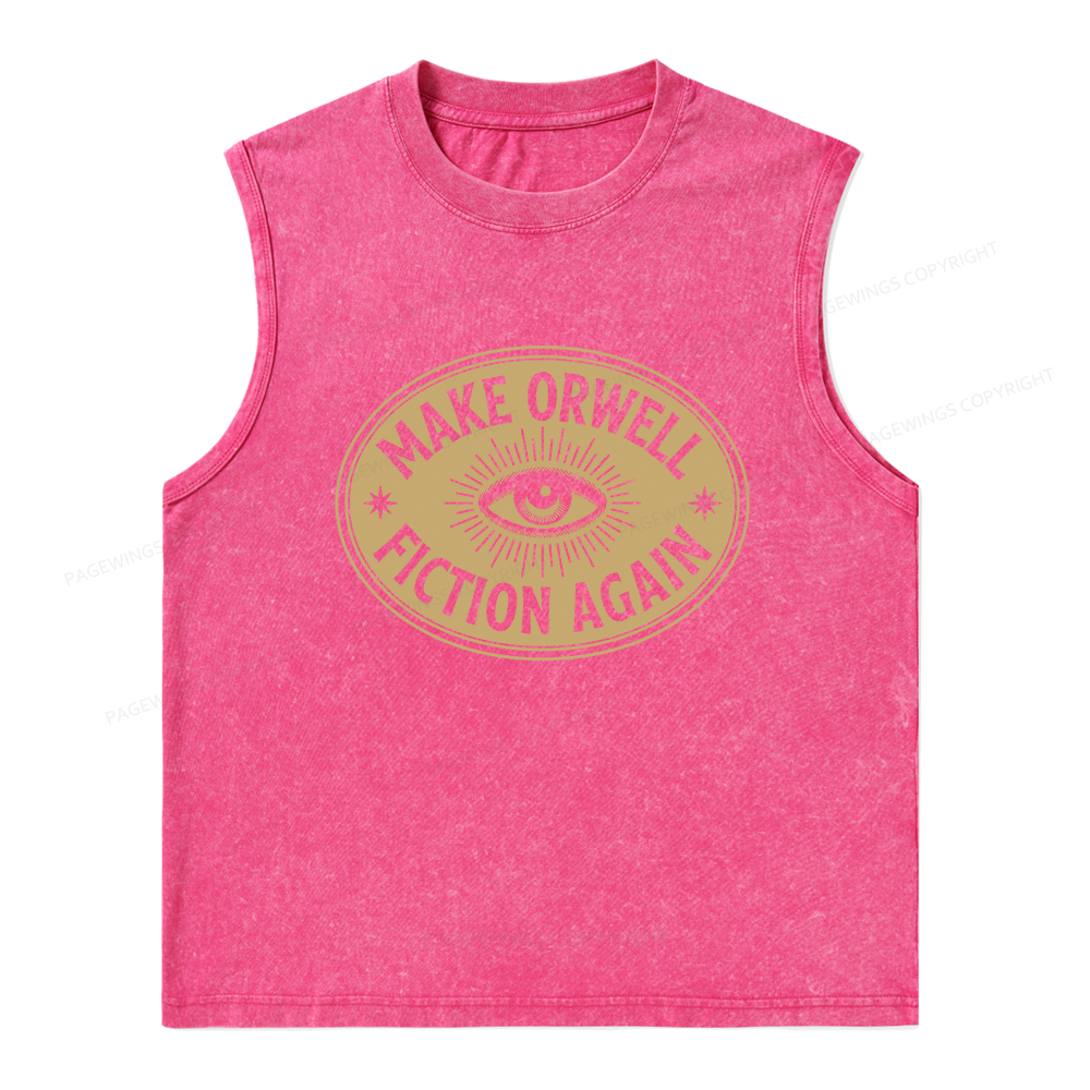 Pagewings Make Orwell Fiction Again13456 Bookish Unisex Washed Tank Top