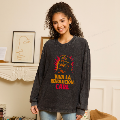 Pagewings Viva La Revolucion Unisex Washed Long Sleeve T-shirt