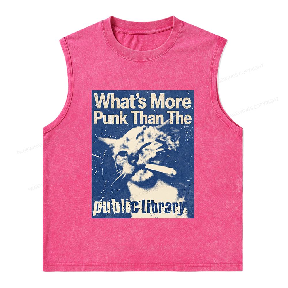 Pagewings More Punk Than The Public Library Bookish Unisex Washed Tank Top