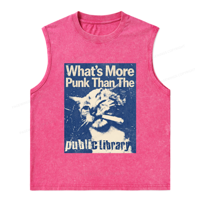 Pagewings More Punk Than The Public Library Bookish Unisex Washed Tank Top