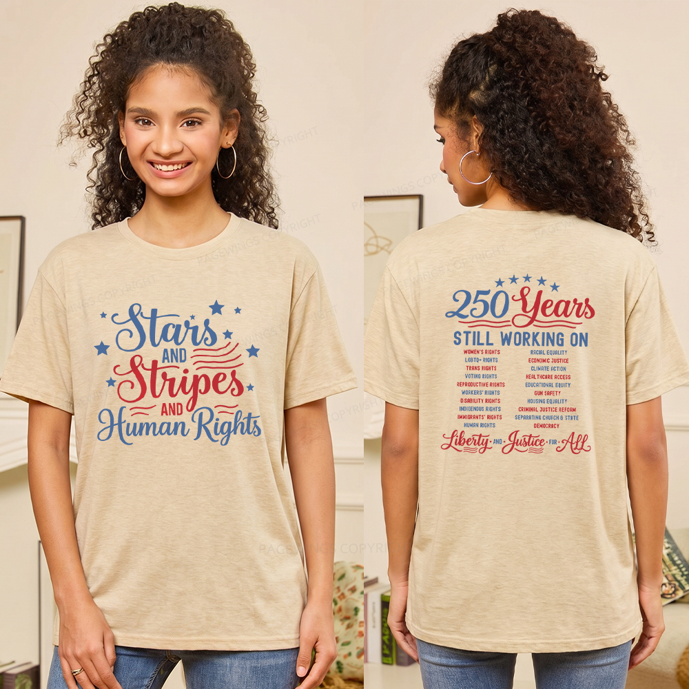 Pagewings Soft Stars and Stripes And Human Rights 15940 Bookish Unisex Heather T-Shirt