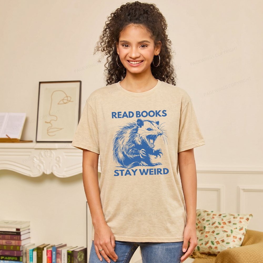 Pagewings Soft Read Books Stay Weird 11940 Bookish Unisex Heather T-Shirt