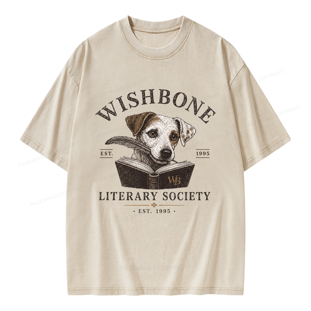 Pagewing Vintage Literary Society Unisex Washed T-shirt