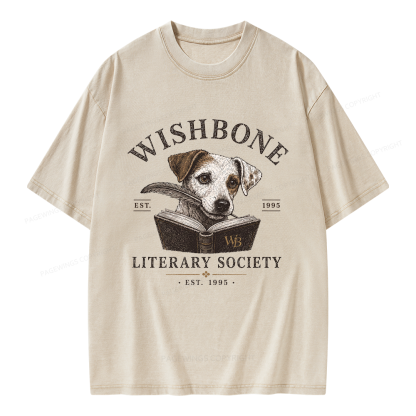 Pagewing Vintage Literary Society Unisex Washed T-shirt
