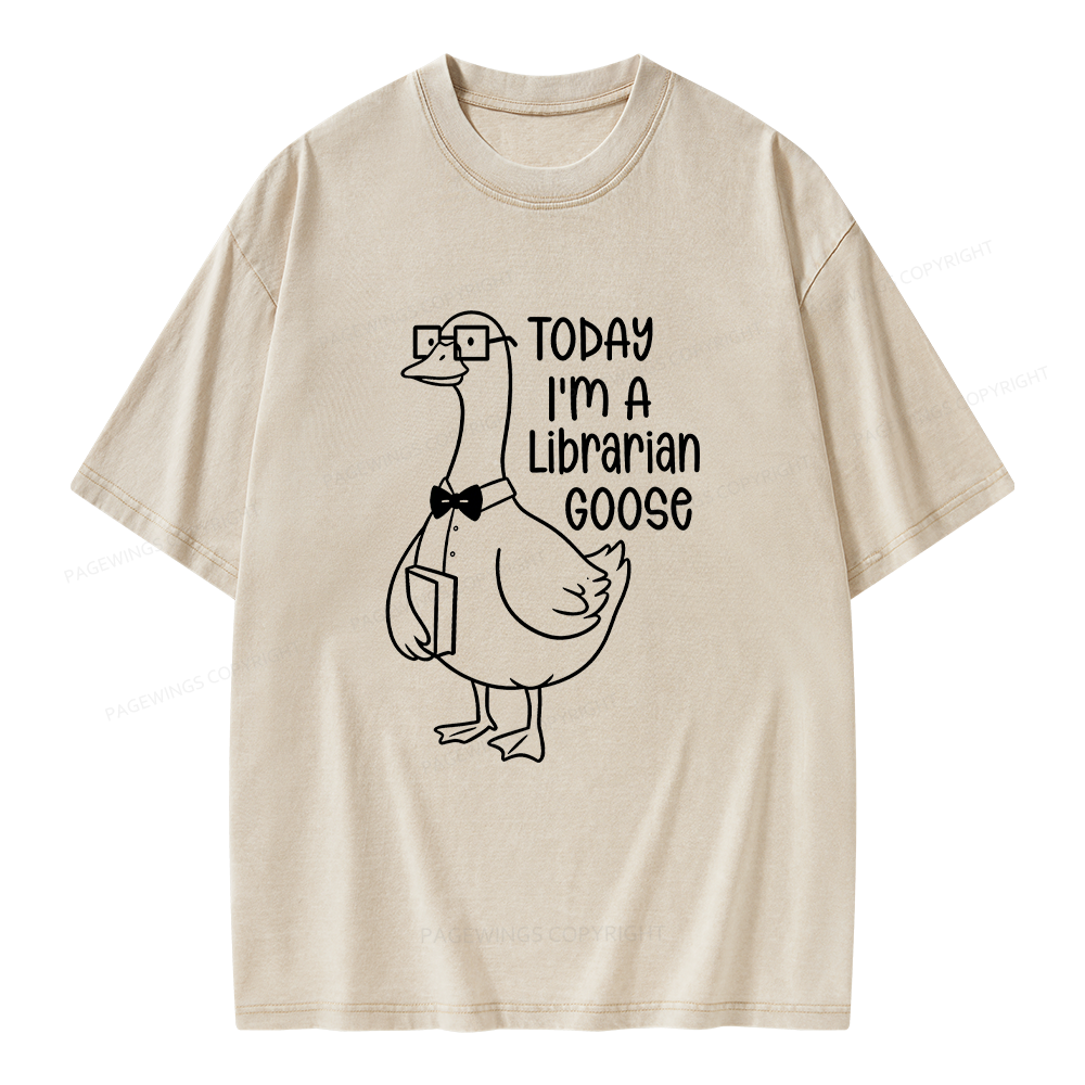 Pagewings Today I’m a Librarian Goose Unisex Washed T-shirt