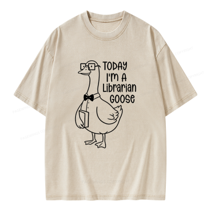 Pagewings Today I’m a Librarian Goose Unisex Washed T-shirt