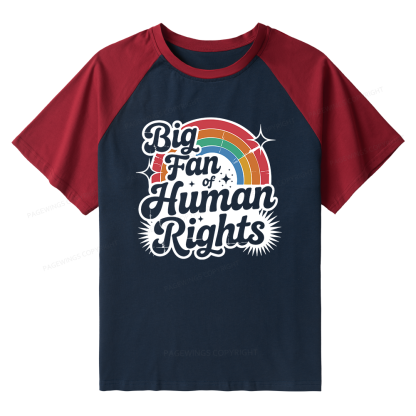 Pagewings Big Fan of Human Rights 15985 Bookish Raglan T-shirt