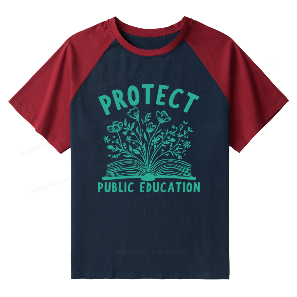 Pagewings Protect Public Education 15808 Bookish Raglan T-shirt