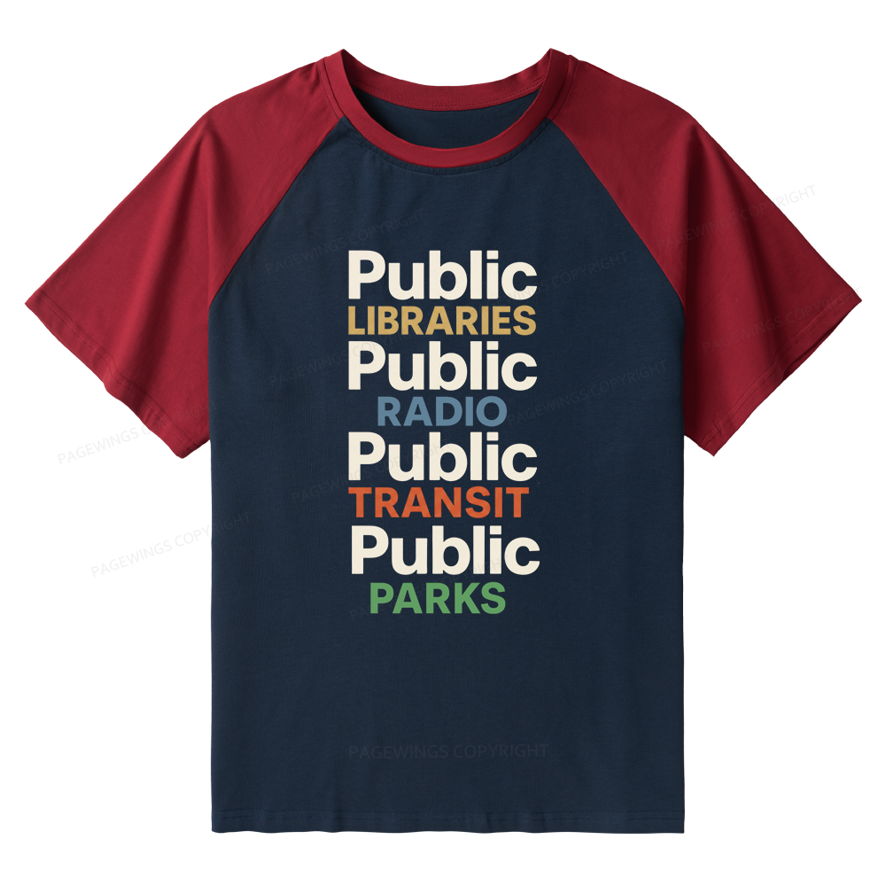 Pagewings Public Libraries 15687 Bookish Raglan T-shirt