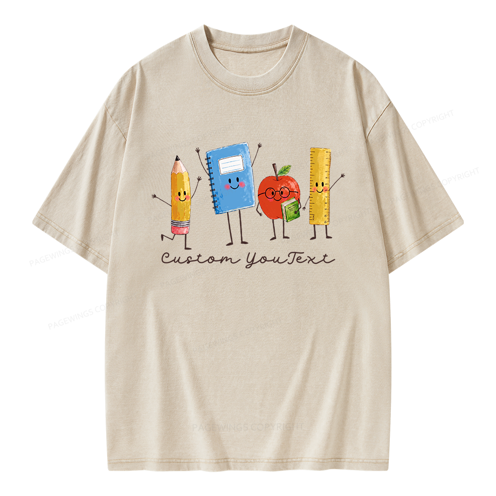 Pagewing Personalized Back to School Unisex Washed T-shirt