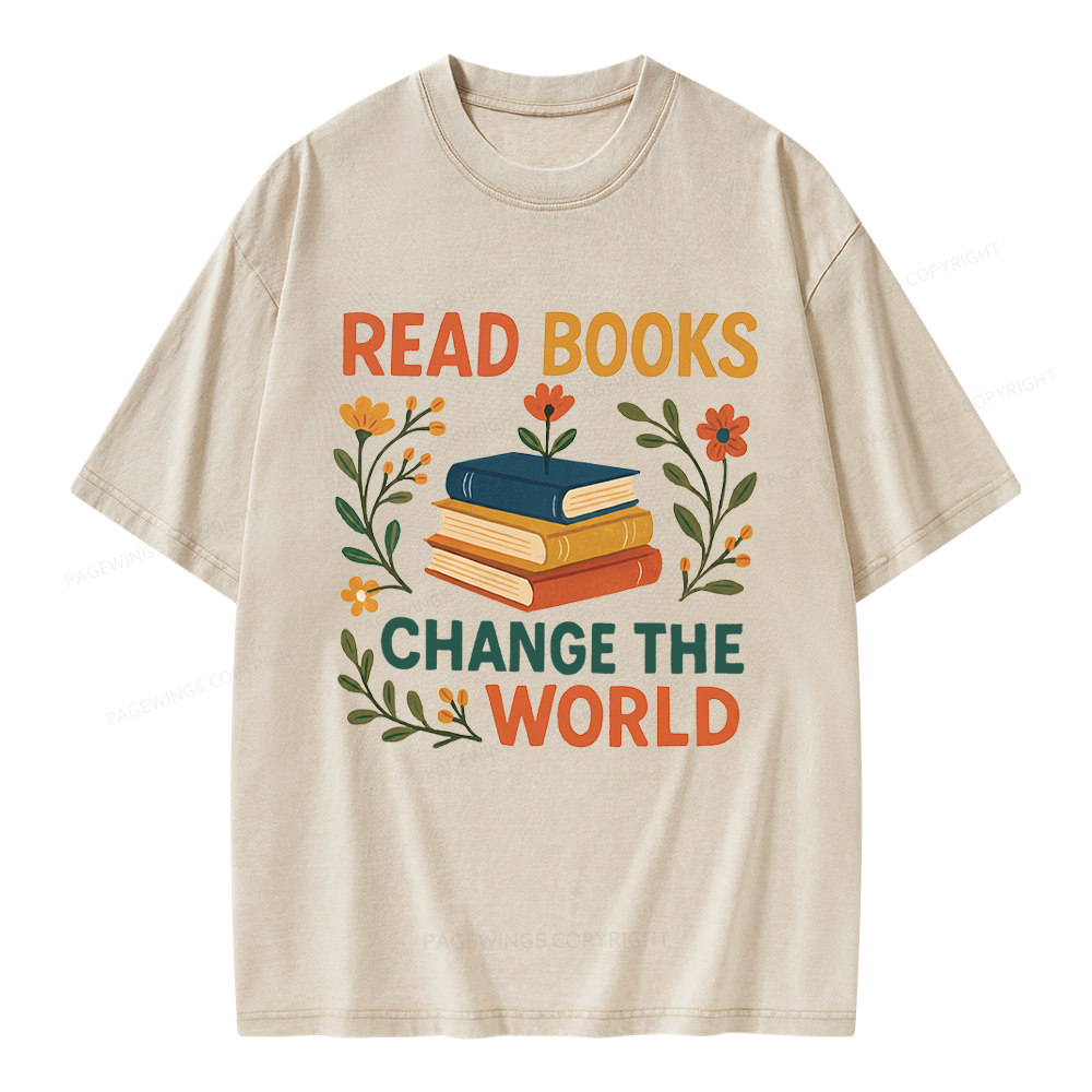 Pagewing Read Books Change the World Unisex Washed T-shirt