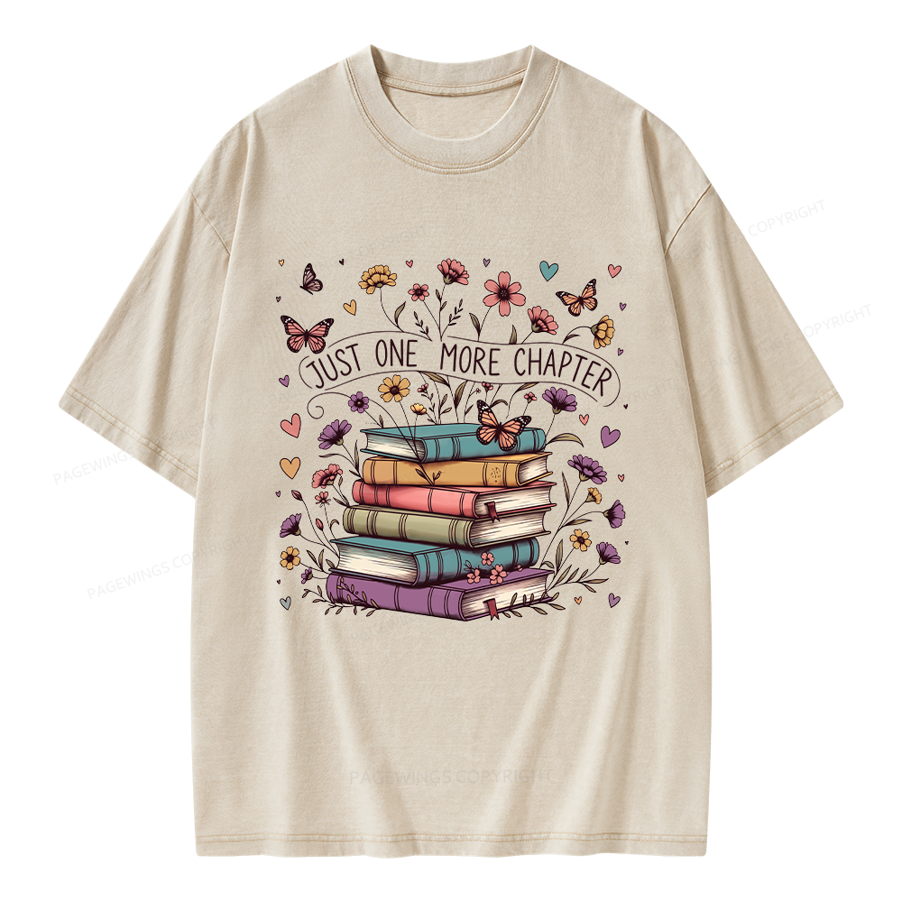 Pagewing Floral Books Unisex Washed T-shirt