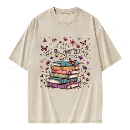 Pagewing Floral Books Unisex Washed T-shirt
