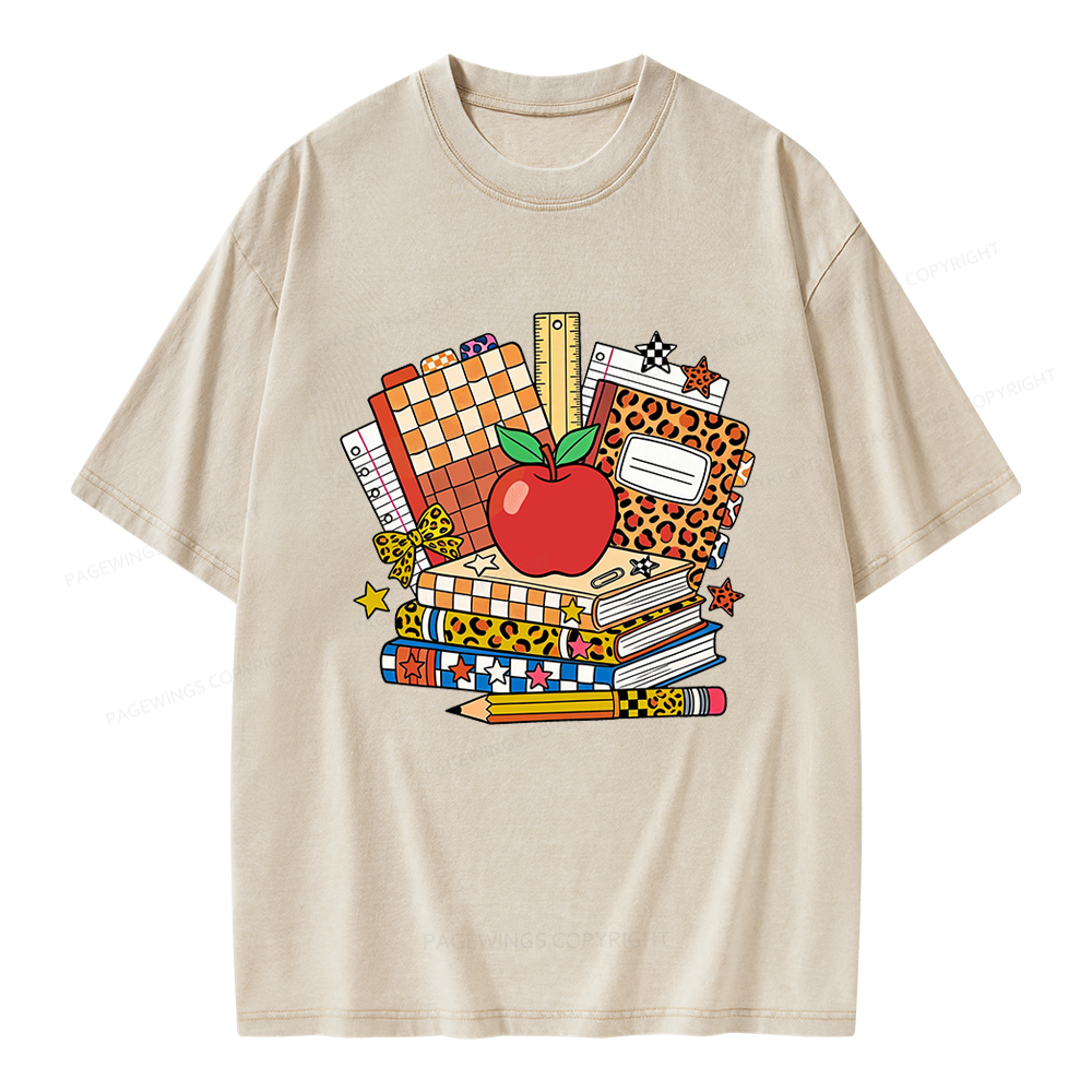 Pagewing Coquette Back To School Unisex Washed T-shirt