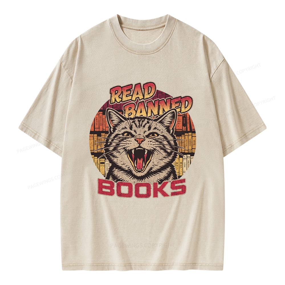 Pagewing Read Banned Books Unisex Washed T-shirt