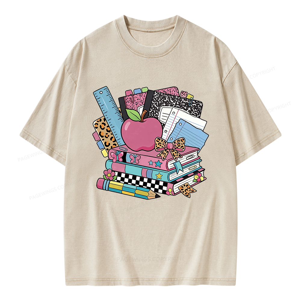 Pagewing Retro School Unisex Washed T-shirt