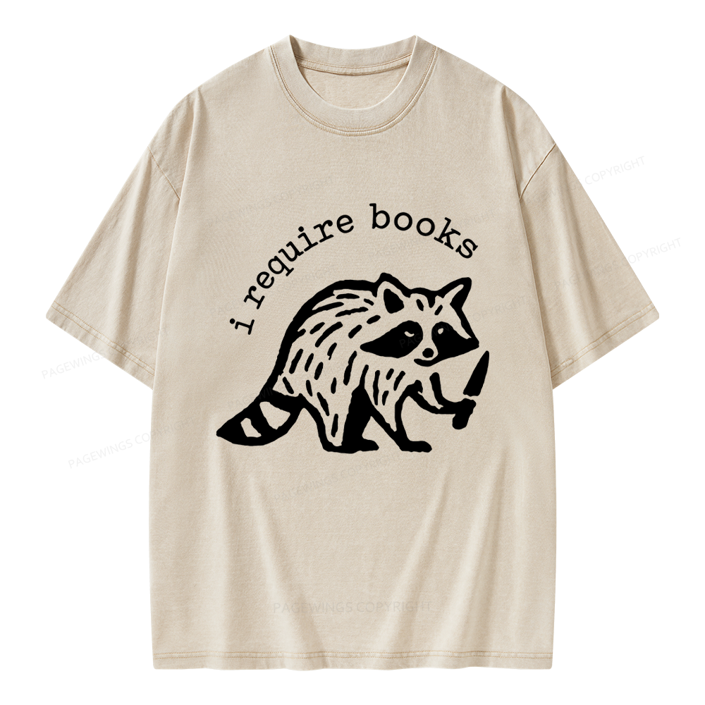 Pagewings I Require Books Unisex Washed T-shirt