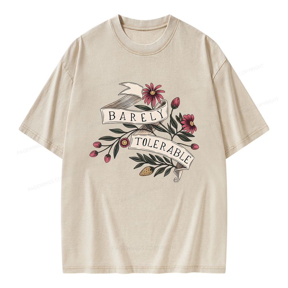 Pagewings Barely Tolerable Unisex Washed T-shirt