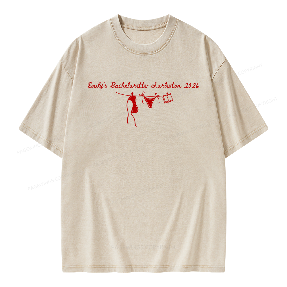 Pagewings Personalized Beach Party Unisex Washed T-shirt