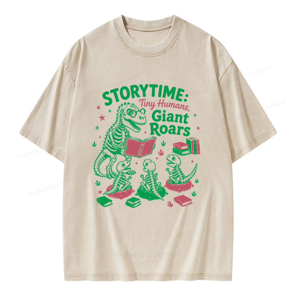 Pagewings School Librarian Dinosaur Unisex Washed T-shirt
