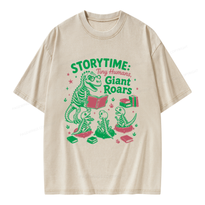 Pagewings School Librarian Dinosaur Unisex Washed T-shirt