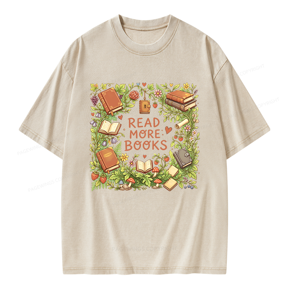 Pagewings Read More Books Unisex Washed T-shirt