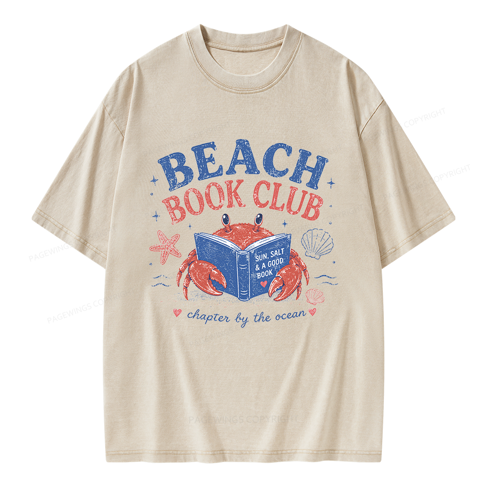 Pagewings Beach Book Club Unisex Washed T-shirt