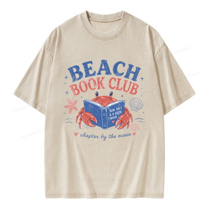 Pagewings Beach Book Club Unisex Washed T-shirt