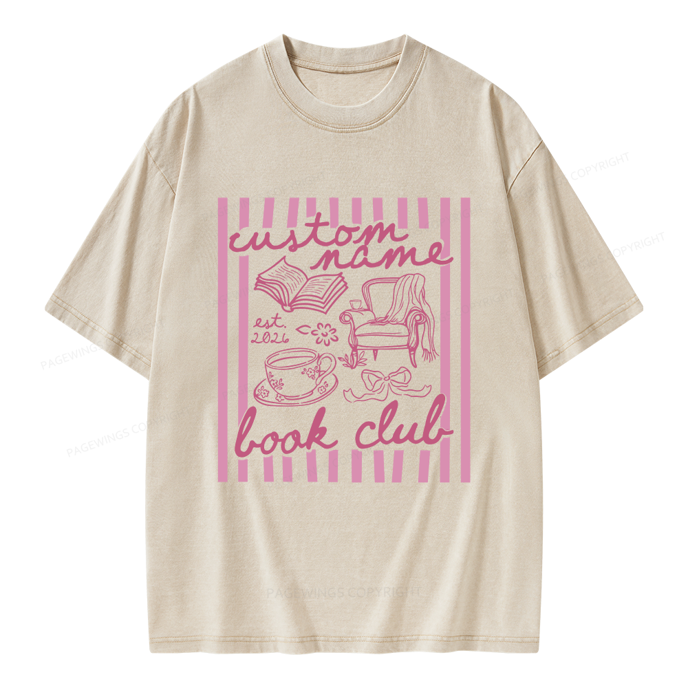 Pagewings Personalized Book Club Unisex Washed T-shirt
