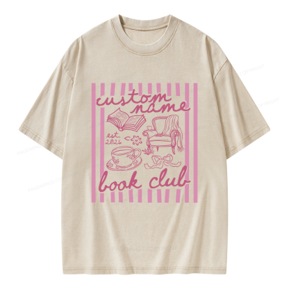 Pagewings Personalized Book Club Unisex Washed T-shirt