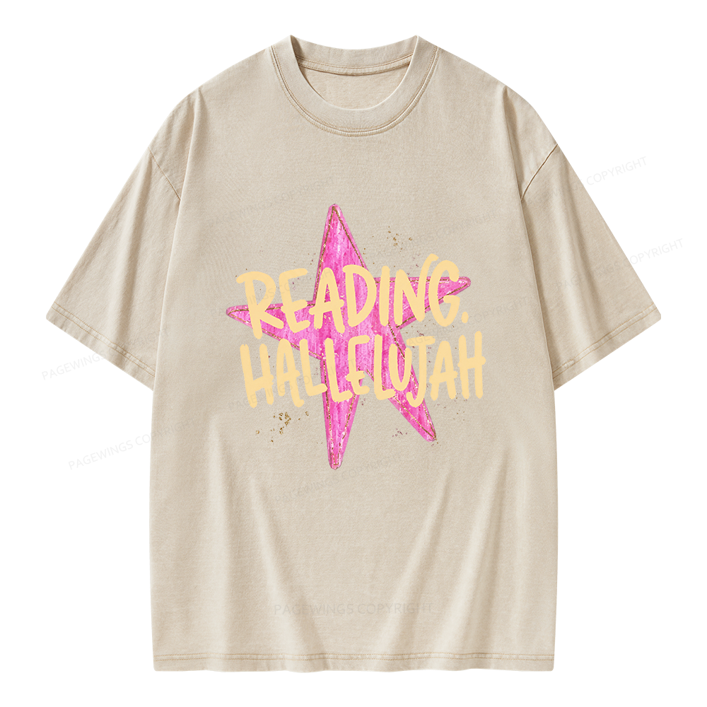Pagewings Reading Hallelujah Unisex Washed T-shirt