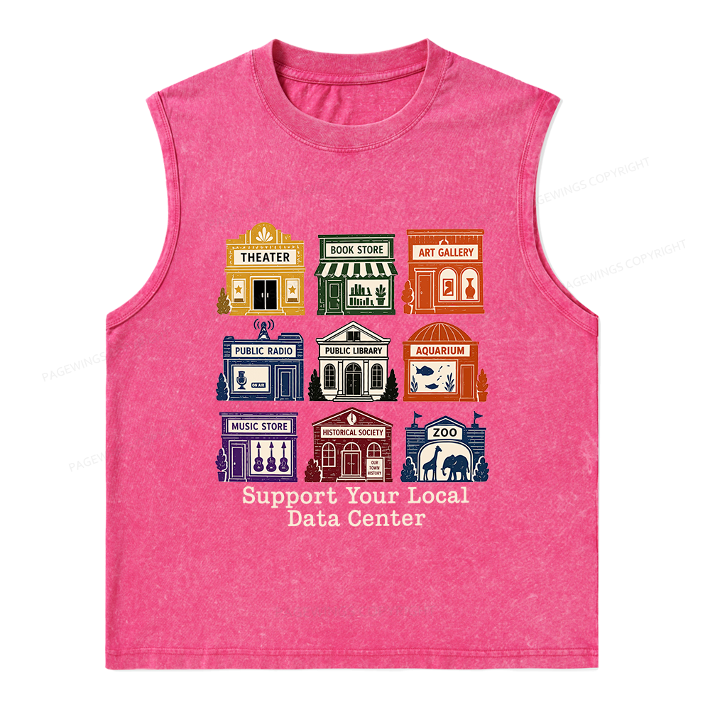 Pagewing Support Your Local Data Center16102 Bookish Unisex Washed Tank Top