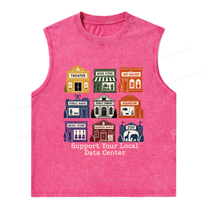 Pagewing Support Your Local Data Center16102 Bookish Unisex Washed Tank Top