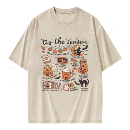 Pagewing Vintage Halloween Unisex Washed T-shirt