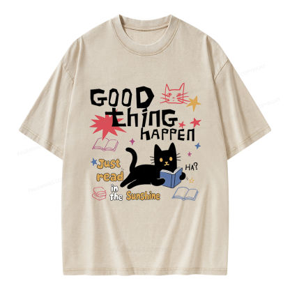 Pagewing Good Thing Happen Weird Unisex Washed T-shirt