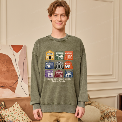 Pagewing Support Your Local Data Center16102 Read Unisex Washed Sweatshirt