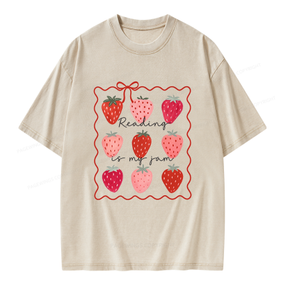 Pagewing Reading Is My Jam Unisex Washed T-shirt