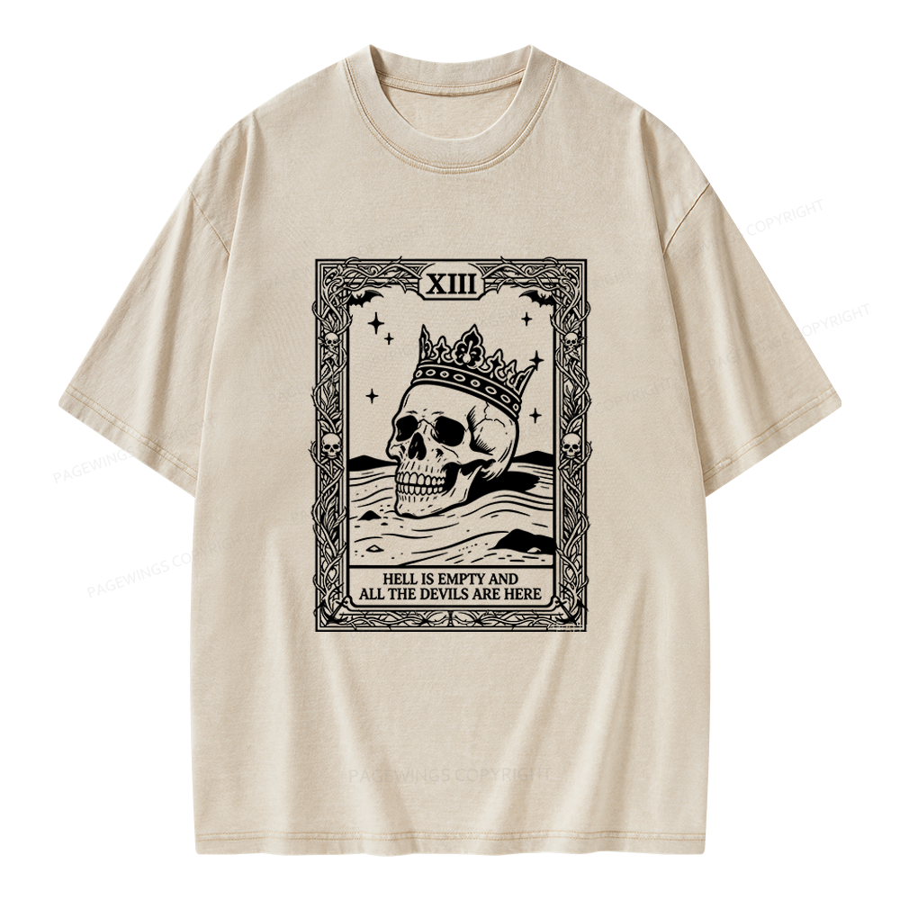 Pagewing Hell Is Empty And All The Devils Are Here Unisex Washed T-shirt
