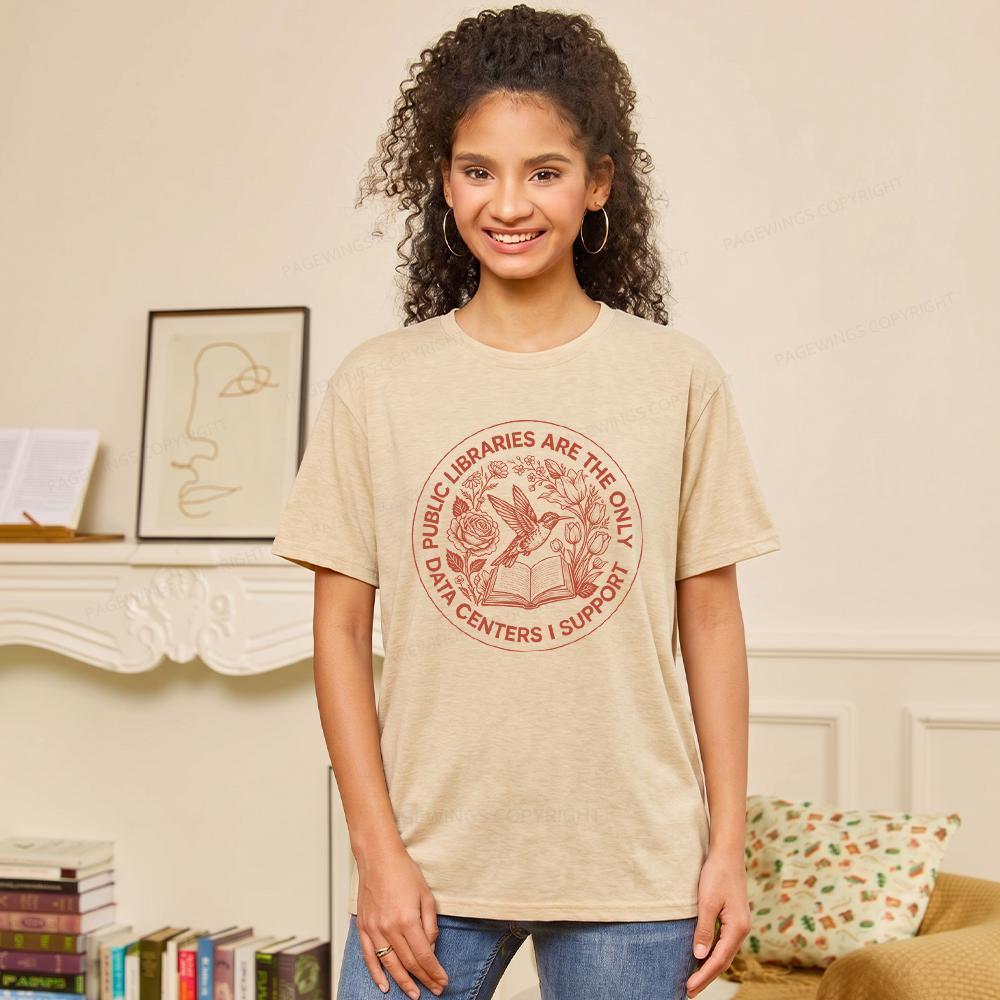 Pagewings Public Libraries are the only Data Centers I Support Bookish Unisex Heather T-Shirt