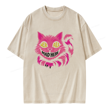 Pagewings We're All Mad Here Unisex Washed T-shirt