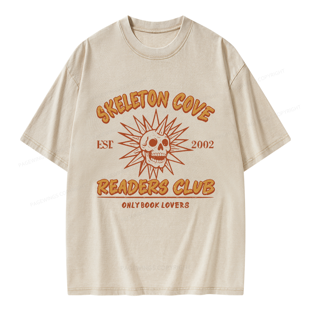 Pagewings Skeleton Cove Readers Club Unisex Washed T-shirt