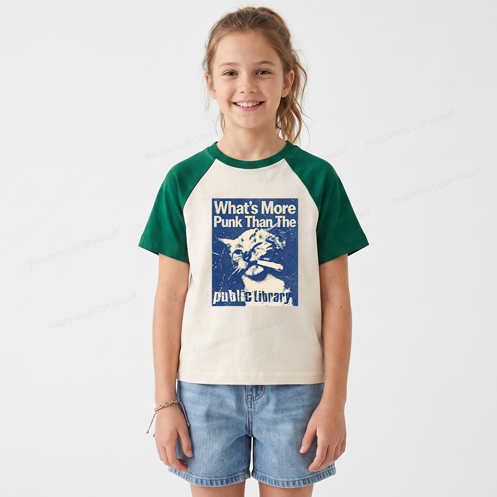 Pagewings What's More Punk Than The Public Library Kids Raglan T-shirt 