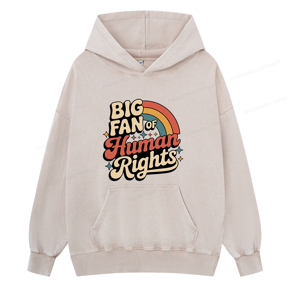 Pagewings Big Fan of Human Rights15448 Book Unisex Washed Hoodie