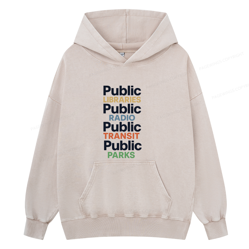 Pagewings Public Libraries15687 Book Unisex Washed Hoodie