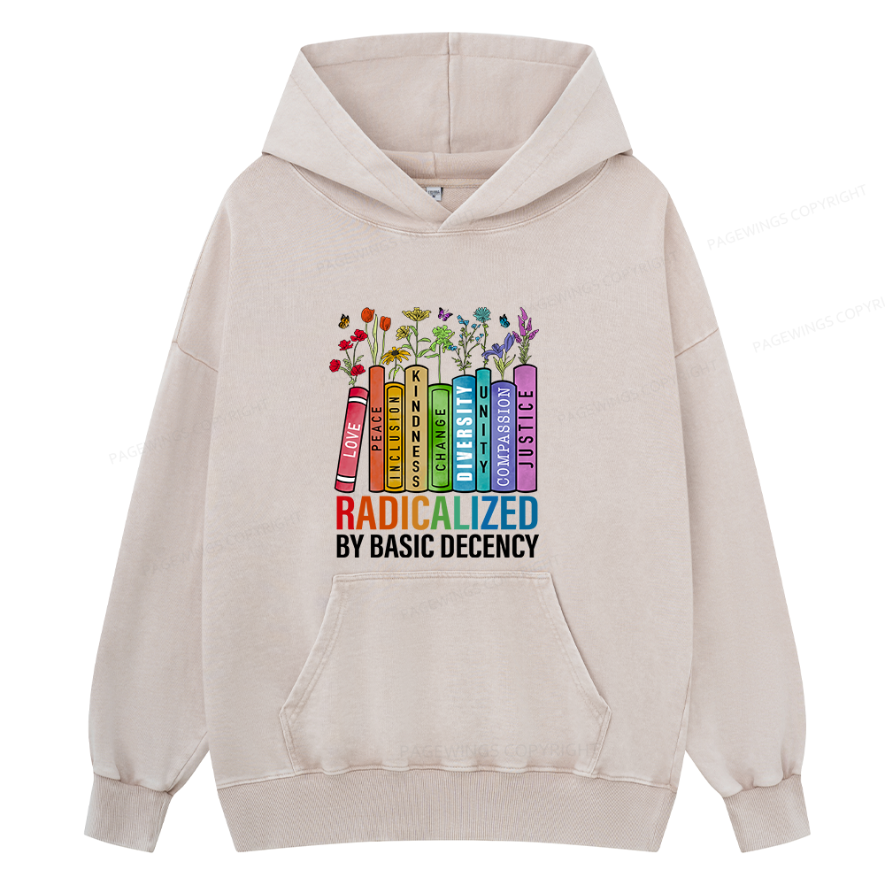 Pagewings Radicalized by Basic Decency14041 Book Unisex Washed Hoodie