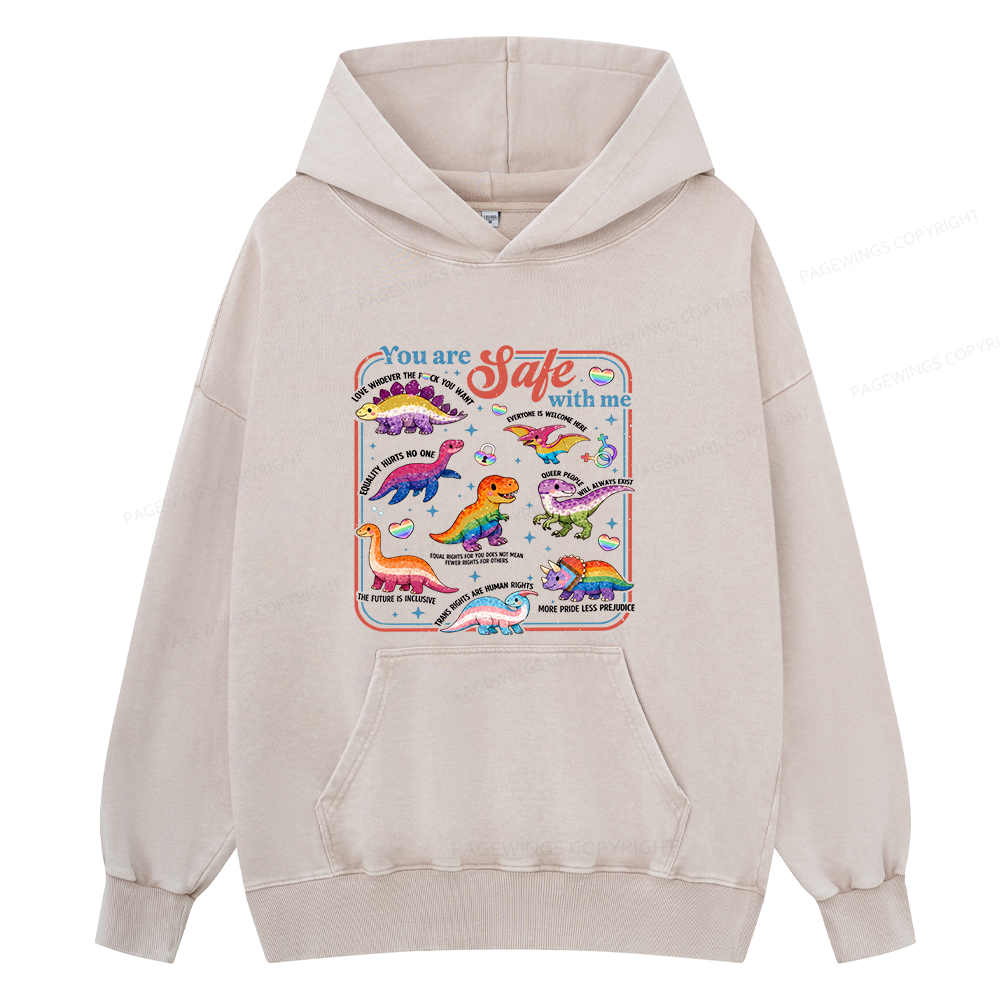 Pagewings You Are Safe With Me15899 Book Unisex Washed Hoodie