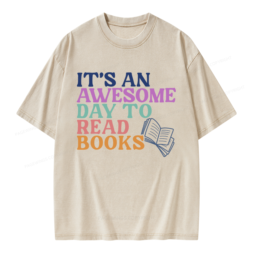 Pagewings Awesome Day To Read A Book Unisex Washed T-shirt