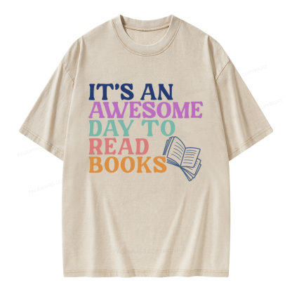 Pagewings Awesome Day To Read A Book Unisex Washed T-shirt