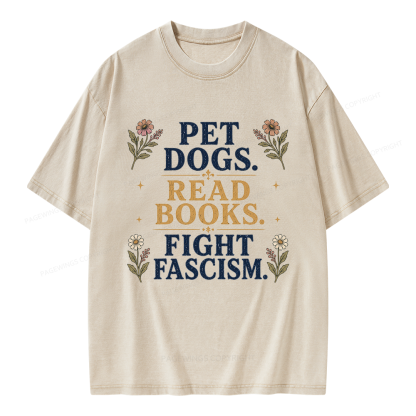 Pagewings Funny Anti Fascism Book Unisex Washed T-shirt